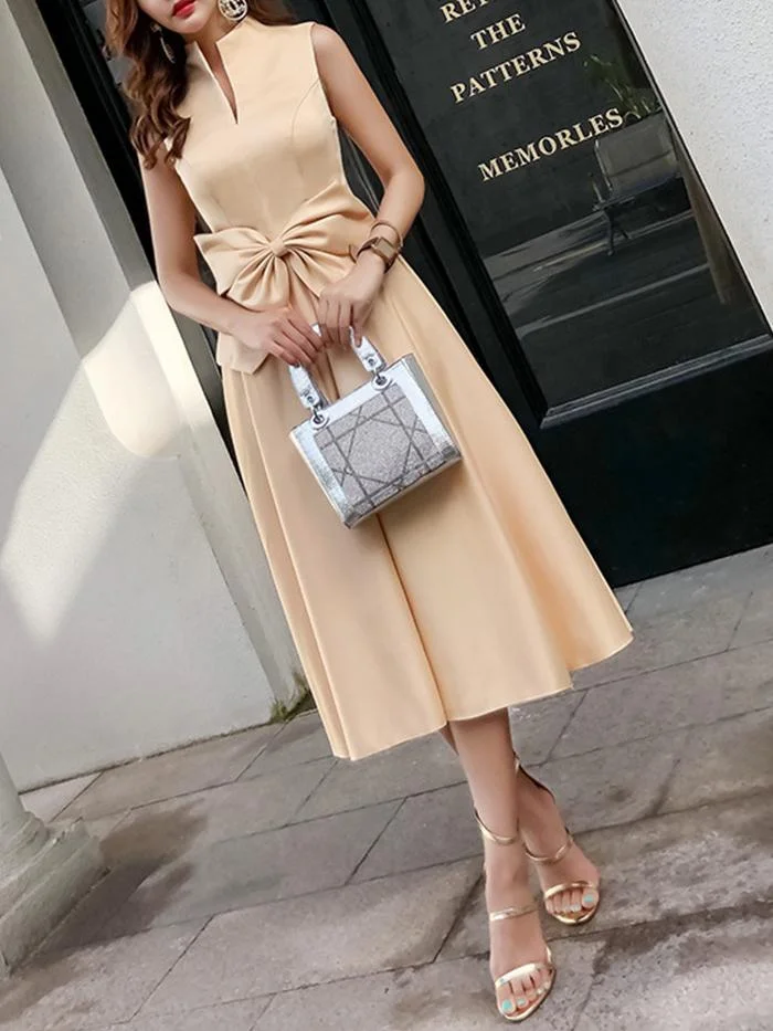Elegant Bow-knot Mini Dress Dress