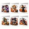 (US Only)6PCS DIY Halloween Dog Diamond Art Greeting Cards for Halloween and Holidays