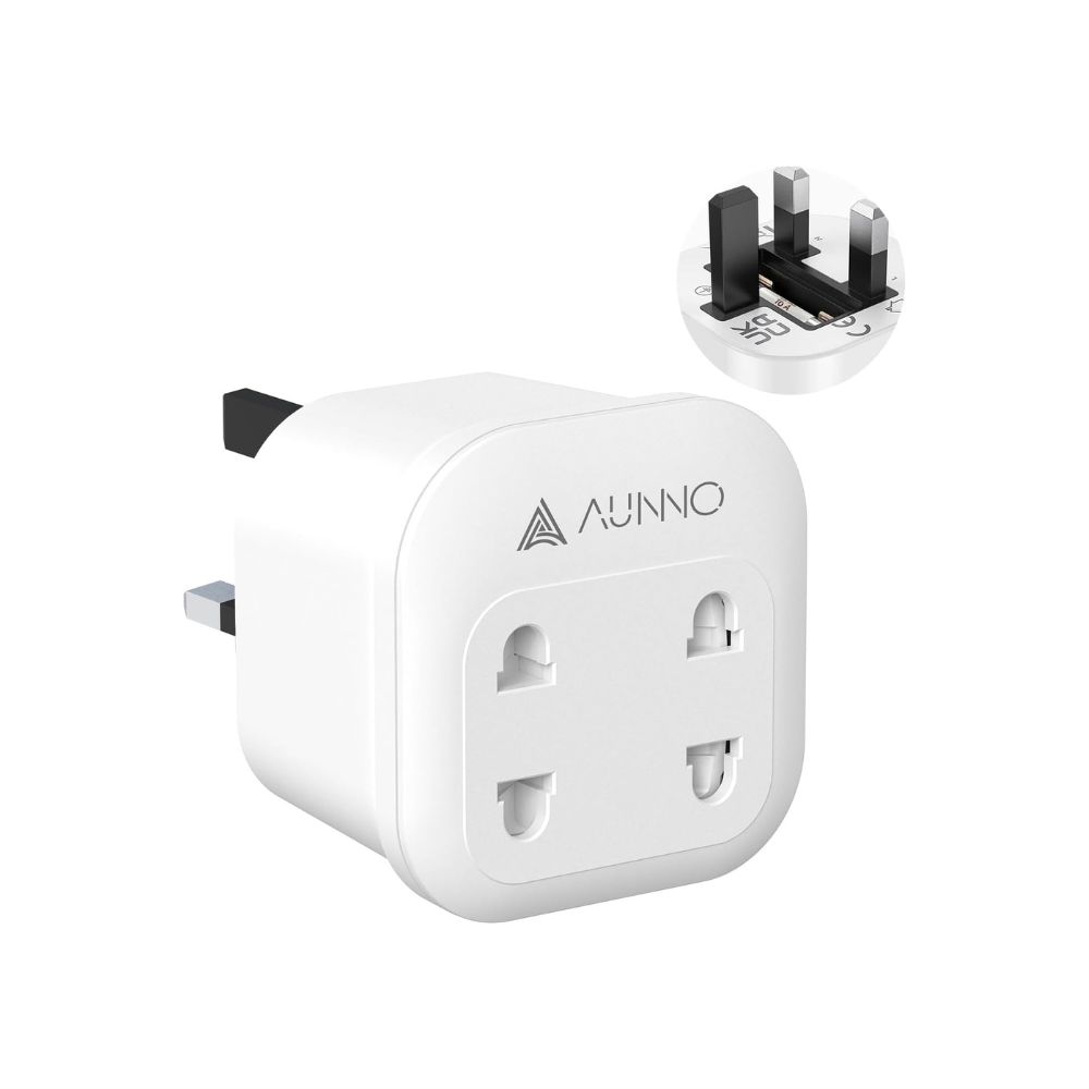 AUNNO Double Shaver Plug Adaptor UK, 2500W 2 Way Plug Adapter for ...