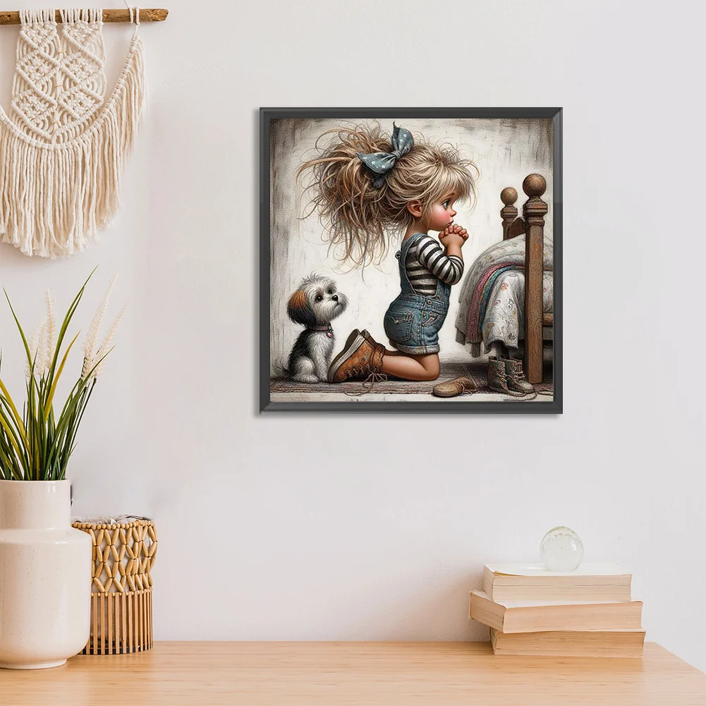 Diamond Painting - Full Round Drill - Grandma Girl(Canvas|30*30cm)