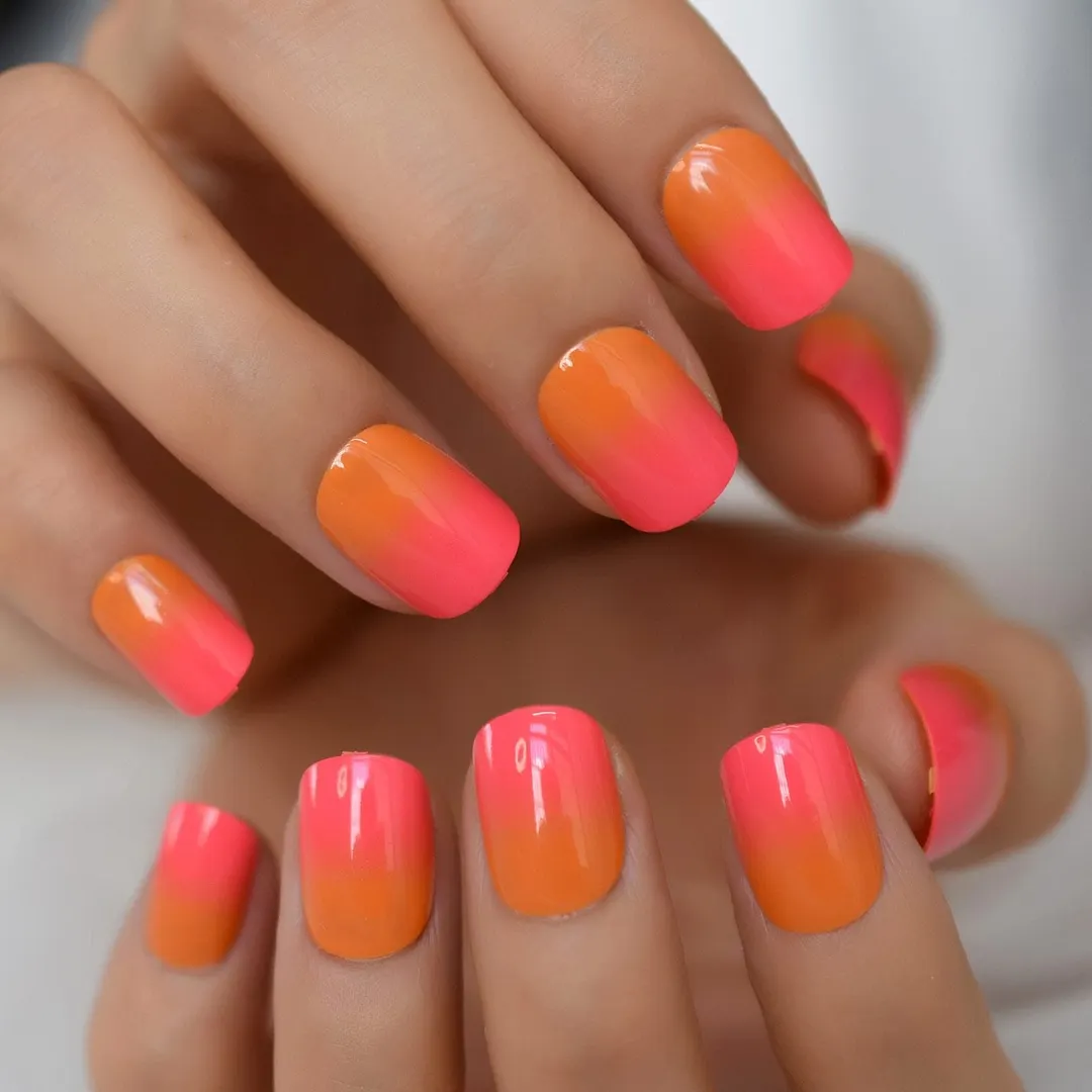Pink Nude White French Fake Nails Squoval Square UV Gel False Press on Nails for Girl Full Cover Wear Finger Nail Art Tips 1123-Nail Inspo