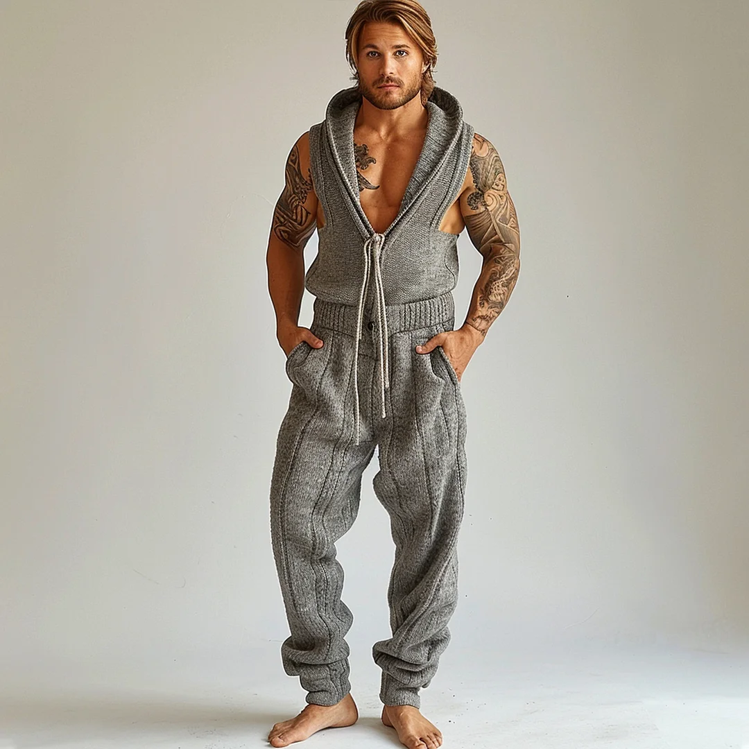 Men's Knitted Sleeveless Suit-inspireuse