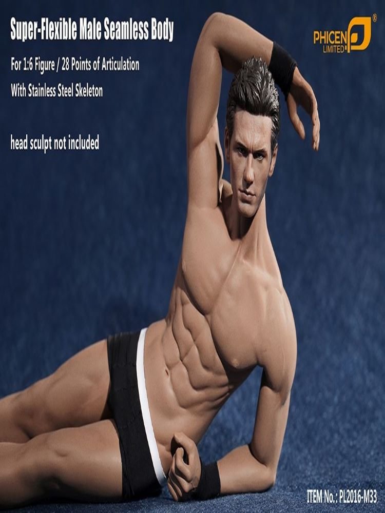 1/6 Seamless Male Body Sculpture Super Flexible Steel Detachable Skeleton Muscular Body 28 Points of Articulation 