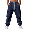 Men's Cargo Jogger Pants With Side Stripes by Inlyline