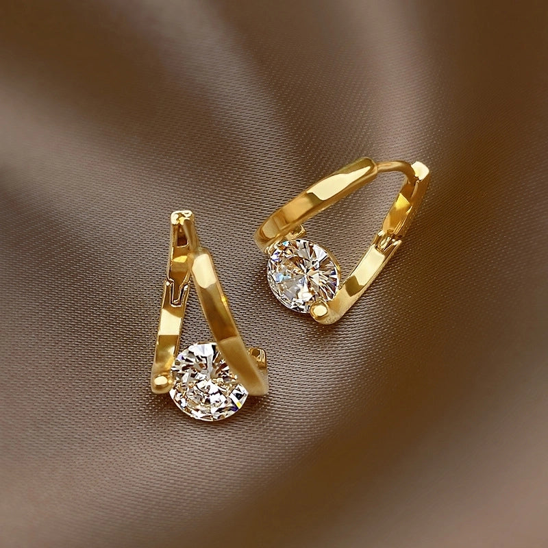 Geometric Micro-inlaid Zircon Earrings Korean Niche Earrings Earrings Women’s Exquisite  Temperament Earrings