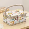 Wooden Sewing Kit Storage Box with Handle Sewing Kit Carrying Organizer with Removable Tray Large Capacity for Sew Mending Beginner Professional Gift