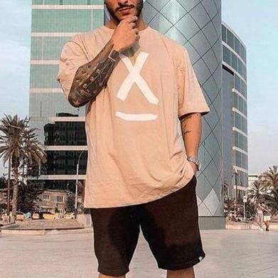 Letter tee Pink T Shirt Mens Vintage round neck printed short-sleeved t-shirts