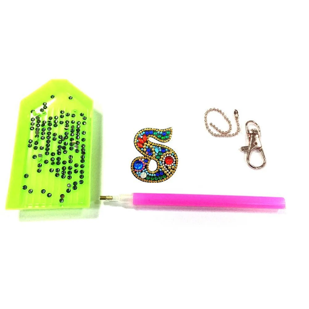 DIY Key Chain Diamond Painting Letters Women Girl Bag Keyring Pendant Gift
