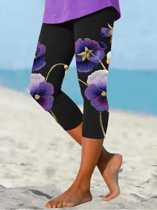 Women's Alzheimer's Purple Floral Print Leggings