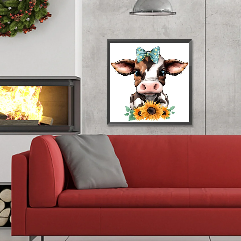 Full Round Diamond Painting 30*30cm - Sunflower Cow