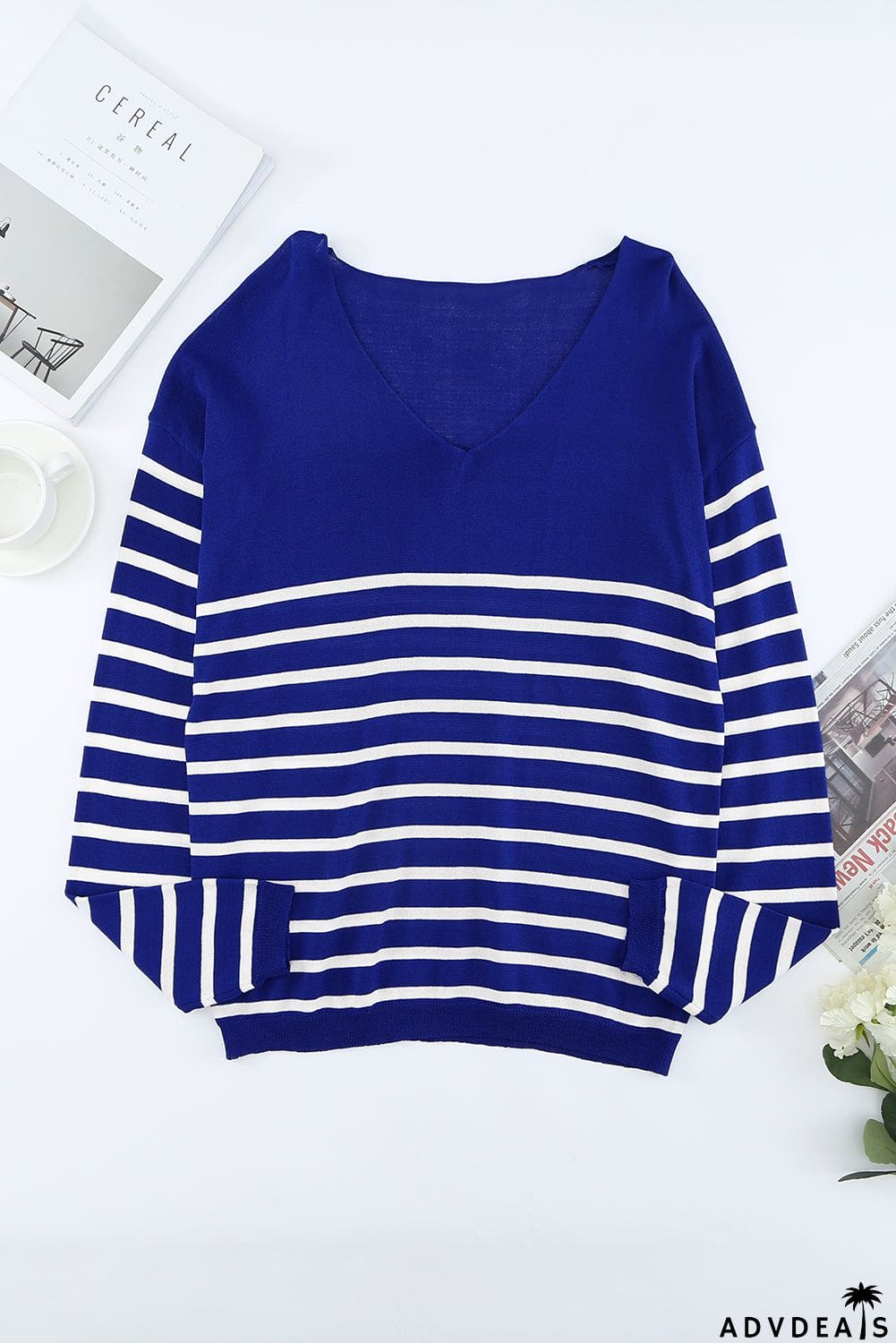 Striped V Neck Sweater