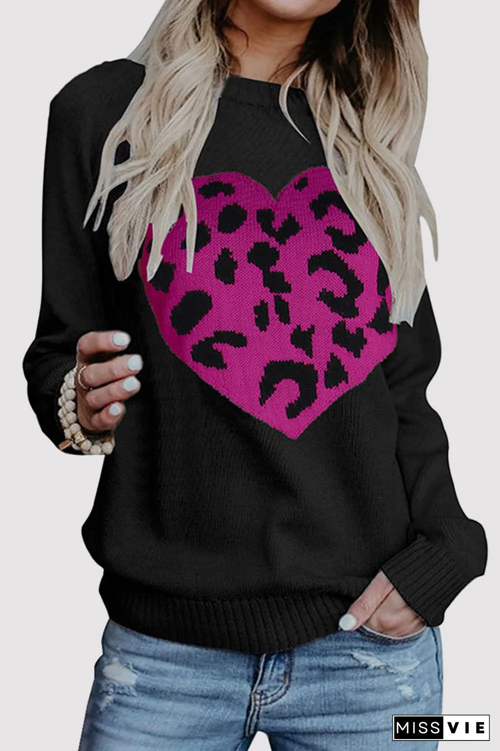 Casual Print Patchwork O Neck Tops Sweater(4 Colors)