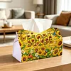 (24cm)Diamond Art Tissue Box DIY PU Napkin Cover for Home(Sunflowers and mom)