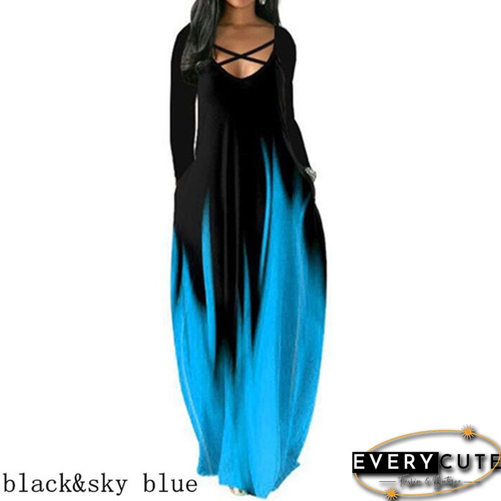 Womens loose dress bohemian holiday prom kaftan maxi oversized tunic kleid floral cotton