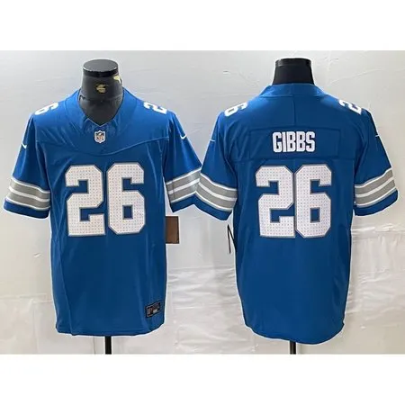 Detroit Lions  Home Game Jersey Blue #26 Jahmyr Gibbs Mens