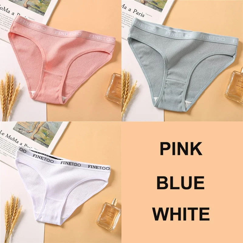 3PCS Women Cotton Underwear Panties Female Sexy Briefs Brand  Band Waist Pantys Set Solid Color Intimates Lingerie for Girl M-XL