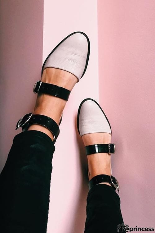 Buckle Color Block Sandals Flats
