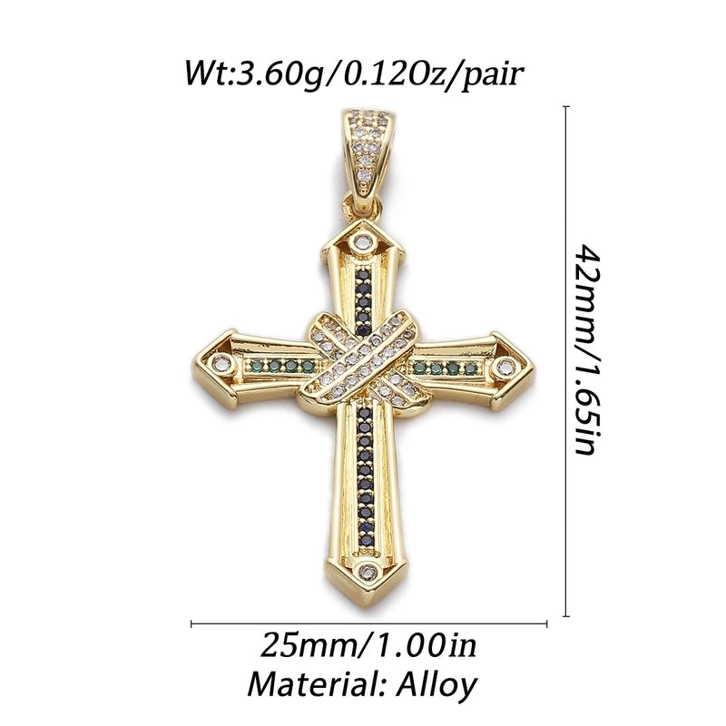1 Piece Copper Zircon Cross Pendant