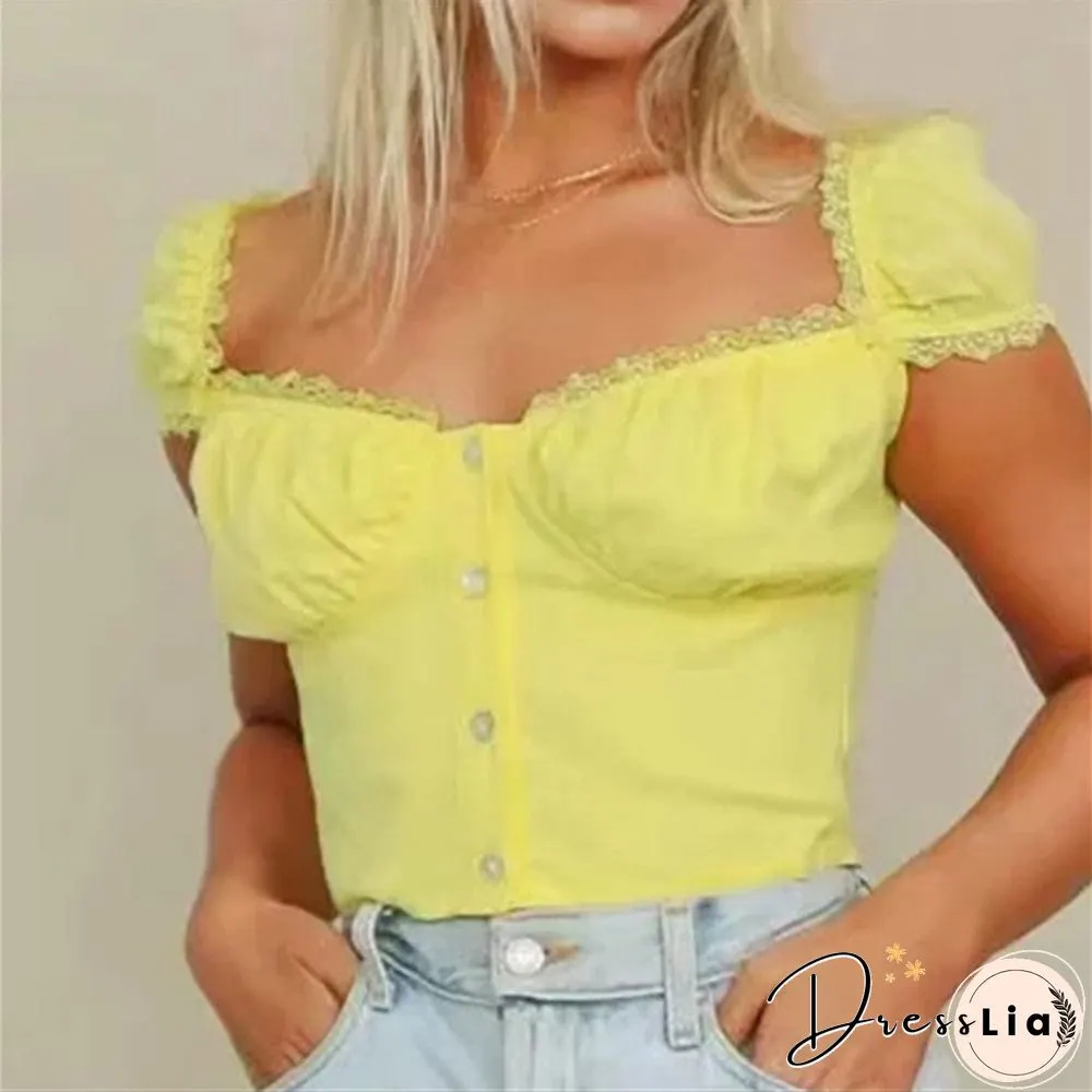 Elastic Arms On or Off Shoulders Cupped Bustier Button Through Top