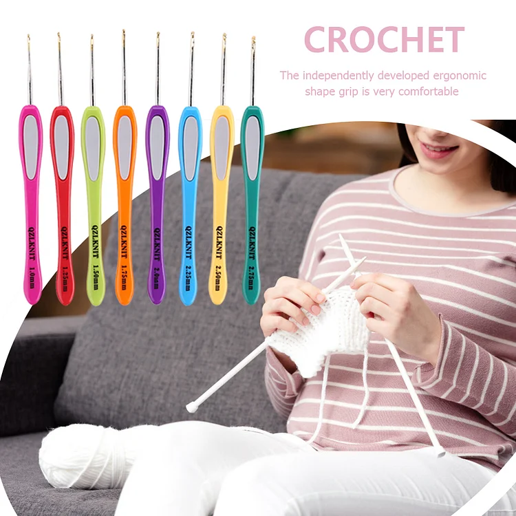 8 pcs in Set New Aluminum Crochet Hooks With Pink Ergonomic Soft Plastic  Handles Good Crafted and DIY Ideas