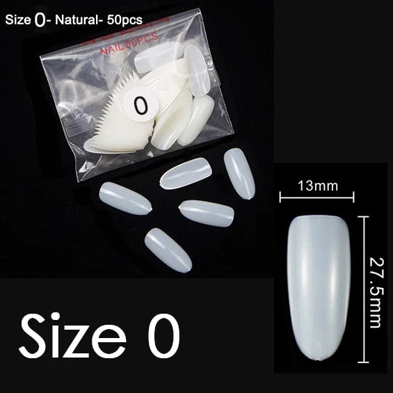 50pcs/bag Sold by separate size 10 sizes available size 0 1 2 3 4 5 6 7 8 9 false oval fake nail tips YW30-YW39-Nail Inspo