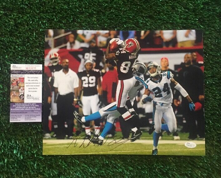 RODDY WHITE Signed 11x14 ACTION SHOT Photo Poster painting FALCONS JSA/COA M53210