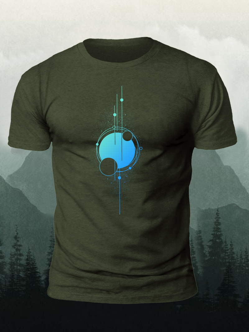 Geometric Minimalist Lines Print Short Sleeve Men's T-Shirt