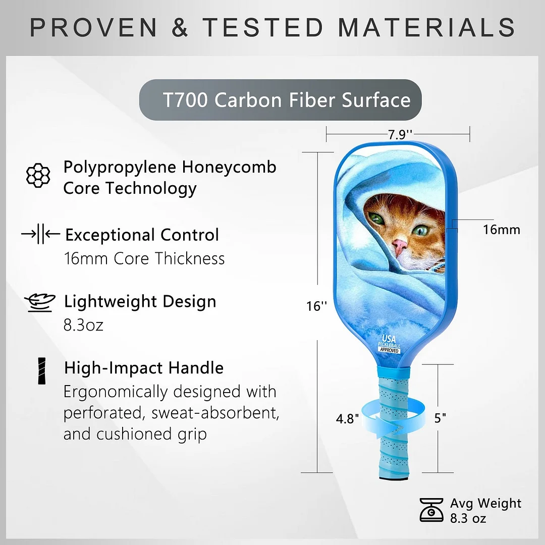Original Paddle (16mm) T700 Sandblasted Carbon Fiber-Cute Cat Paddle