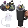 [US Local Warehouse] Halloween Acrylic Lid Charms with Cute Ghost Straw Cap for Stanley 40oz Tumbler