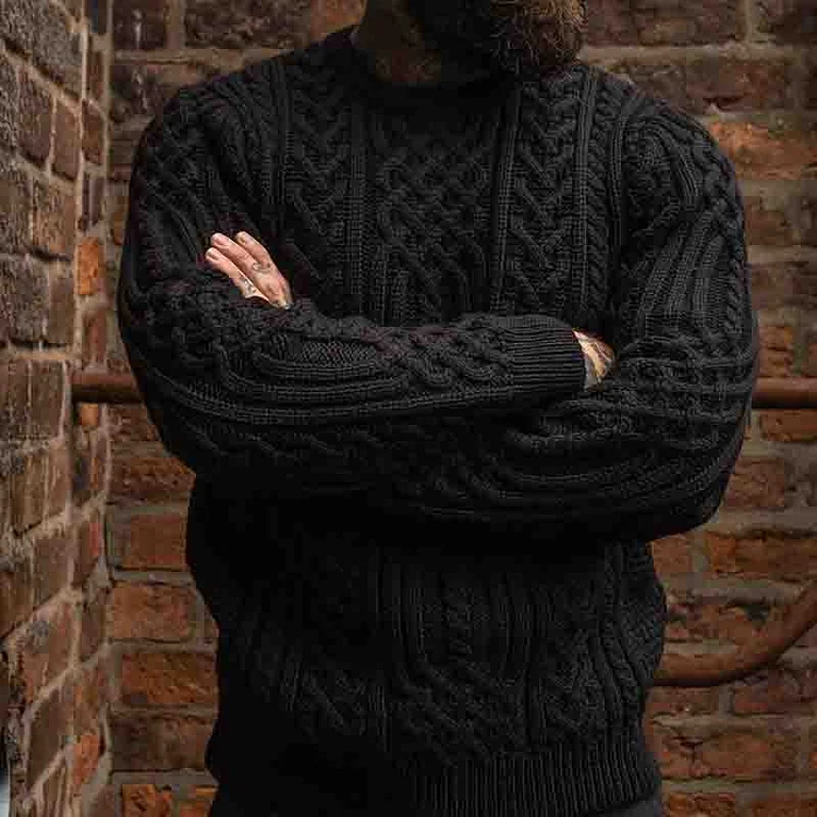 Vintage Men'S Cable Knit Aran Sweater