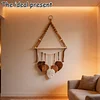 Boho Floating Shelves for Wall Decor with Wood Shelves & Macrame Leaf Floating Storage Display Shelving No Drilling for Bathroom Bedroom Office Living Room Dorm