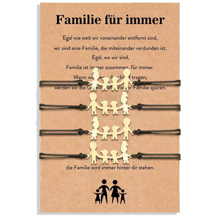 Kettenmachen Familie für immer Armbänder Set-Papa & 2 Söhne & Mama-Geschenk mit Nachrichtenkarte