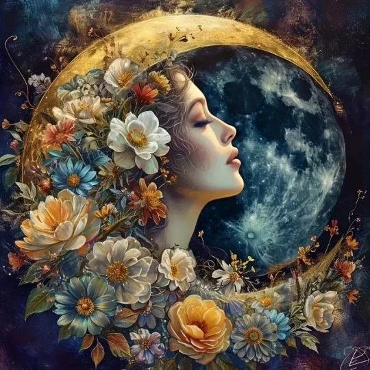 Flower Moon Beauty 40*40CMCM(Canvas) Full Round/AB Round Drill Diamond Painting gbfke