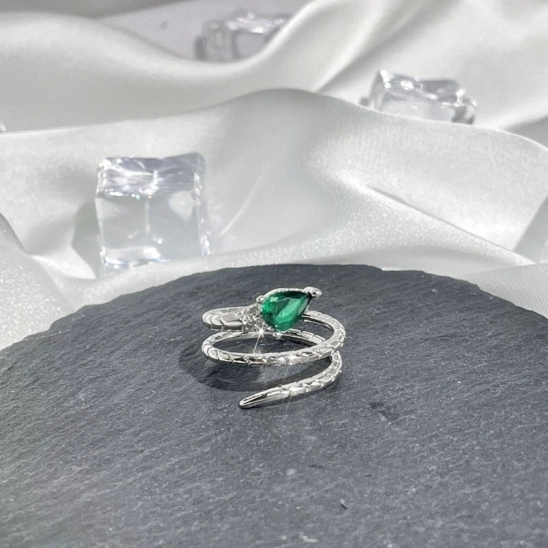 Hip-Hop Cool Style Snake Copper Plating Inlay Rhinestones Open Rings