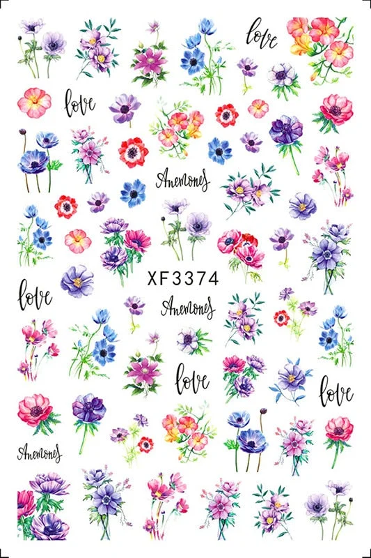 3D Nail Sticker Flowers Leaves Abstract Floral Decals And Sticker Nail Foils Slider Nail Art Decals Manicure Nails Accesories-Nail Inspo