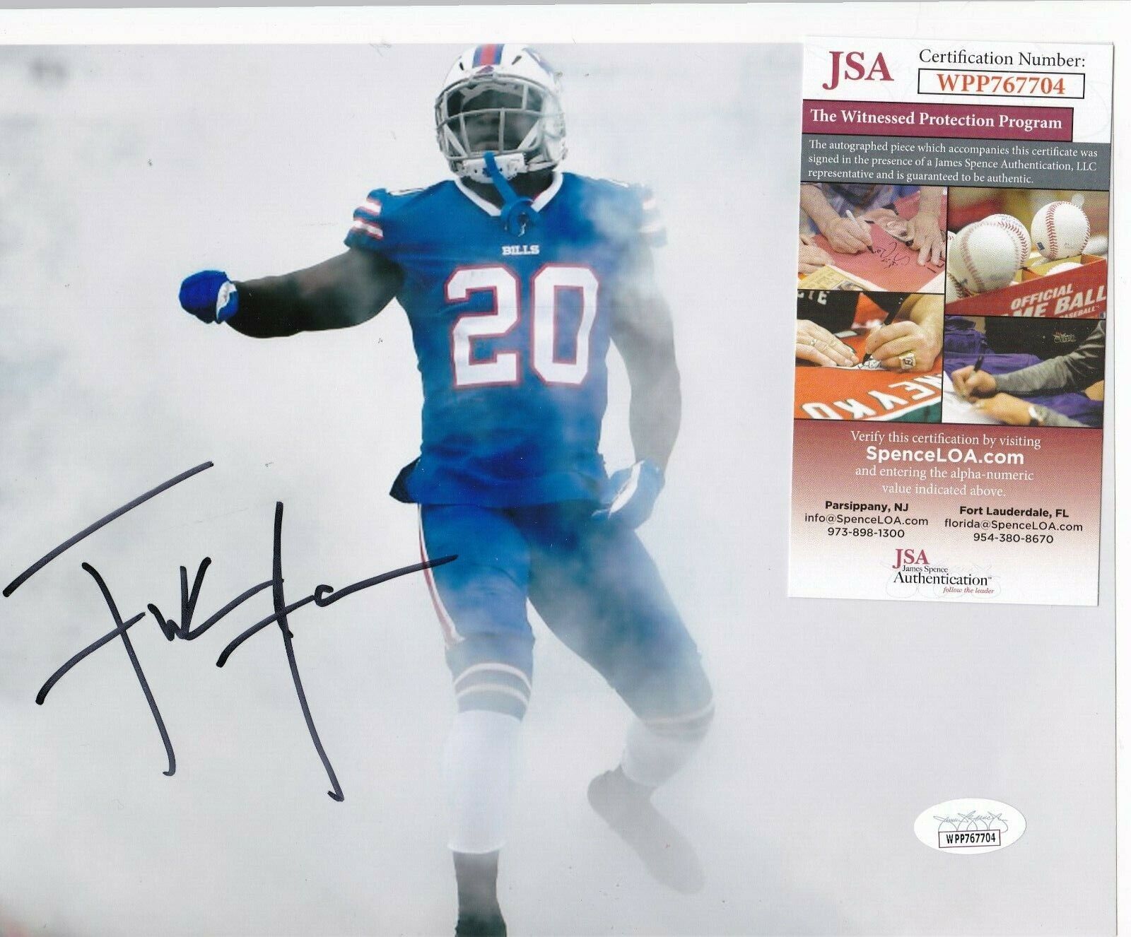 FRANK GORE BUFFALO BILLS JSA AUTHENTICATED ACTION SIGNED 8X10