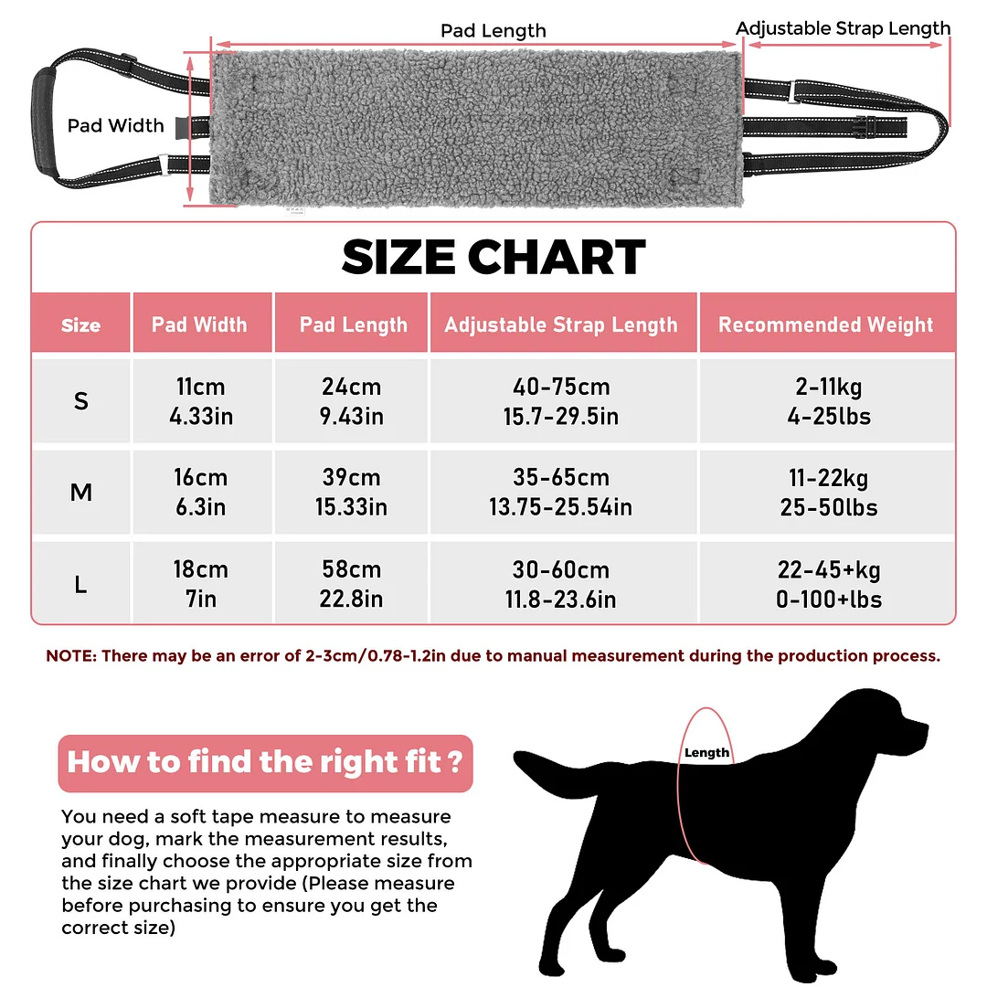 Dog Lift Harness Large Small Medium Sized Dogs,Dog Sling Support Harness Rear for Back Legs Senior Assist Hip Recovery Black White (S)