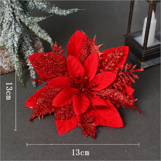 Christmas Decorations Gold,  Silver,  Red 3-Layer Artificial Flowers Christmas Tree Ornaments