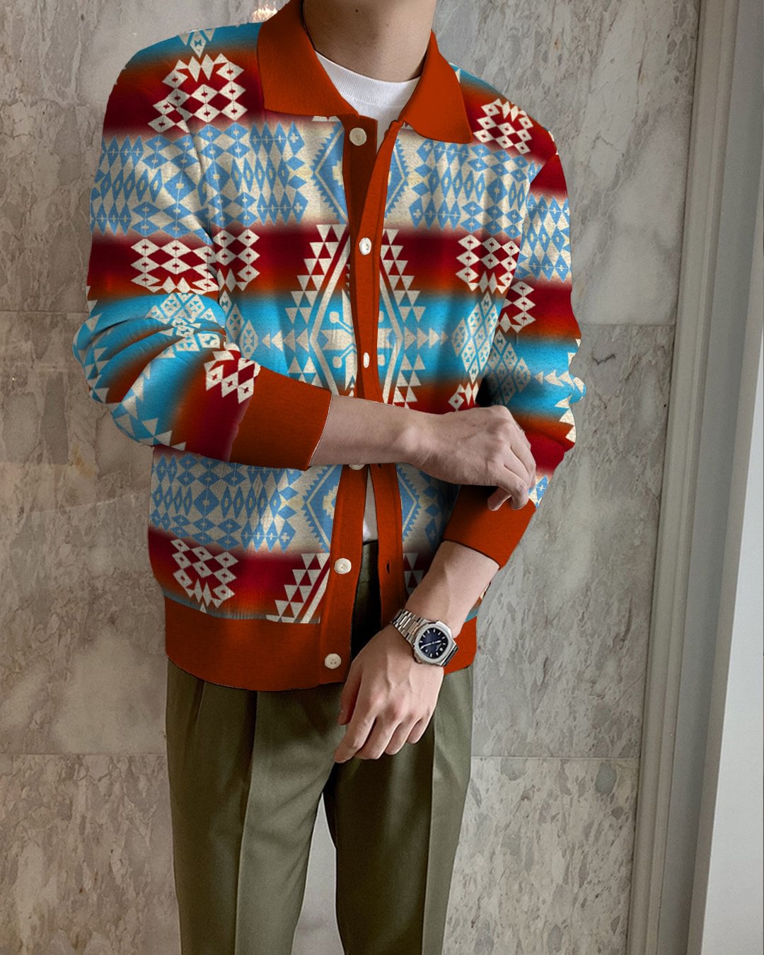 Men's Lapel Knitted Sweater Cardigan 6622