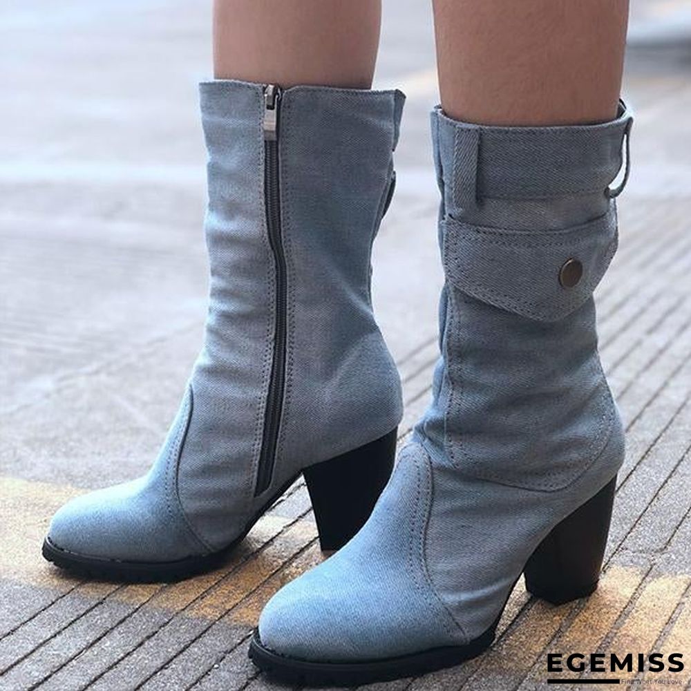 High Heel Zipper Cowboy Boots | EGEMISS