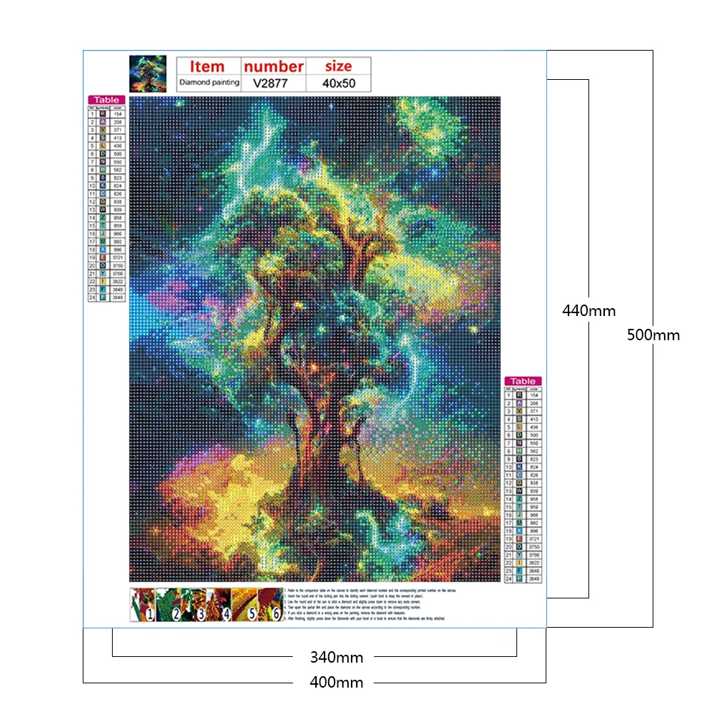 Full Round Diamond Painting 40*50cm - Starry Sky Tree