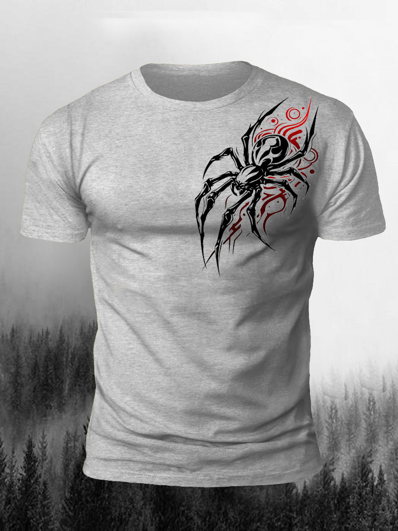 Black Spider Print Short Sleeve T-Shirt