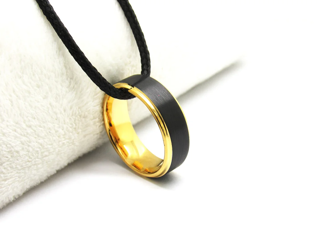 6MM 8MM Tungsten Couple Rings Gold Sand Surface Electric Black Steps Remaining Electric Wedding