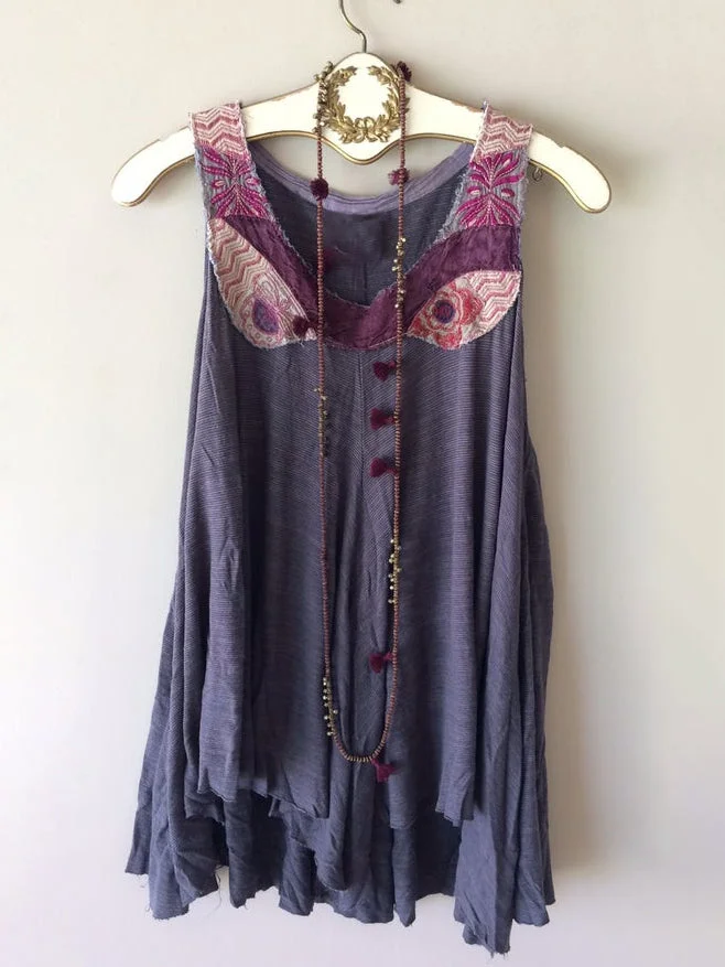 Casual Sleeveless Stitching Linen Top