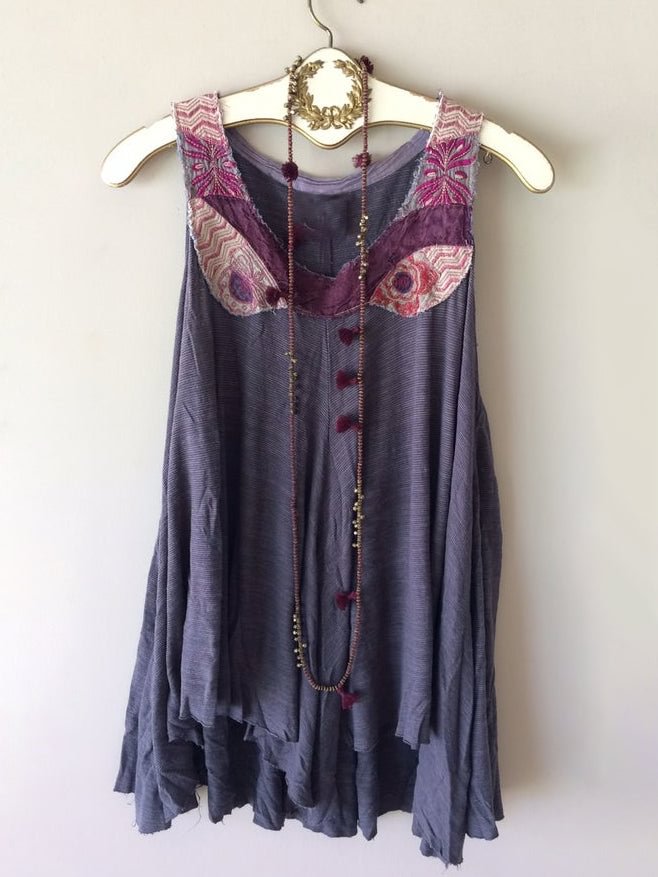 Casual Sleeveless Stitching Linen Top