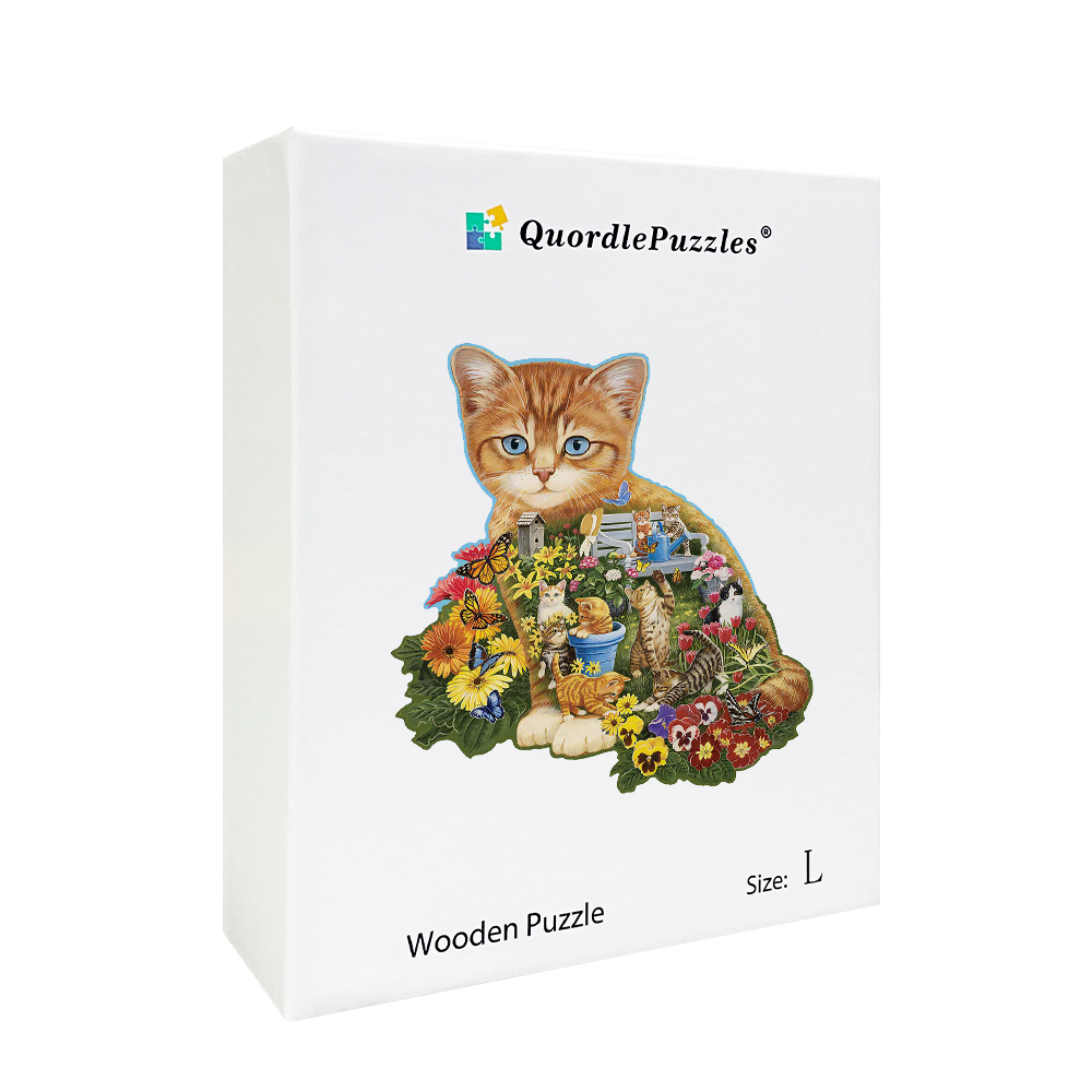 Qordle Puzzle 3D In Legno Gatto Per Adulti E Bambini - Gioco Da Tavolo Famiglia, Formato L - 3