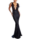 Lase  Deep V-Neck Maxi Dress