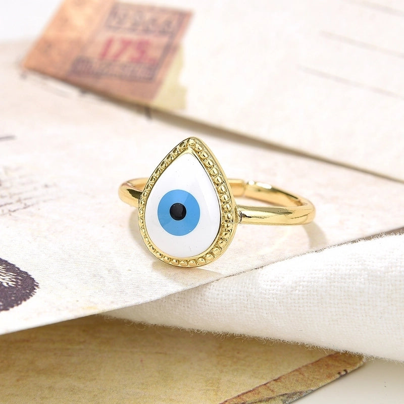 Fashion Water Droplets Eye Copper Enamel Open Ring 1 Piece