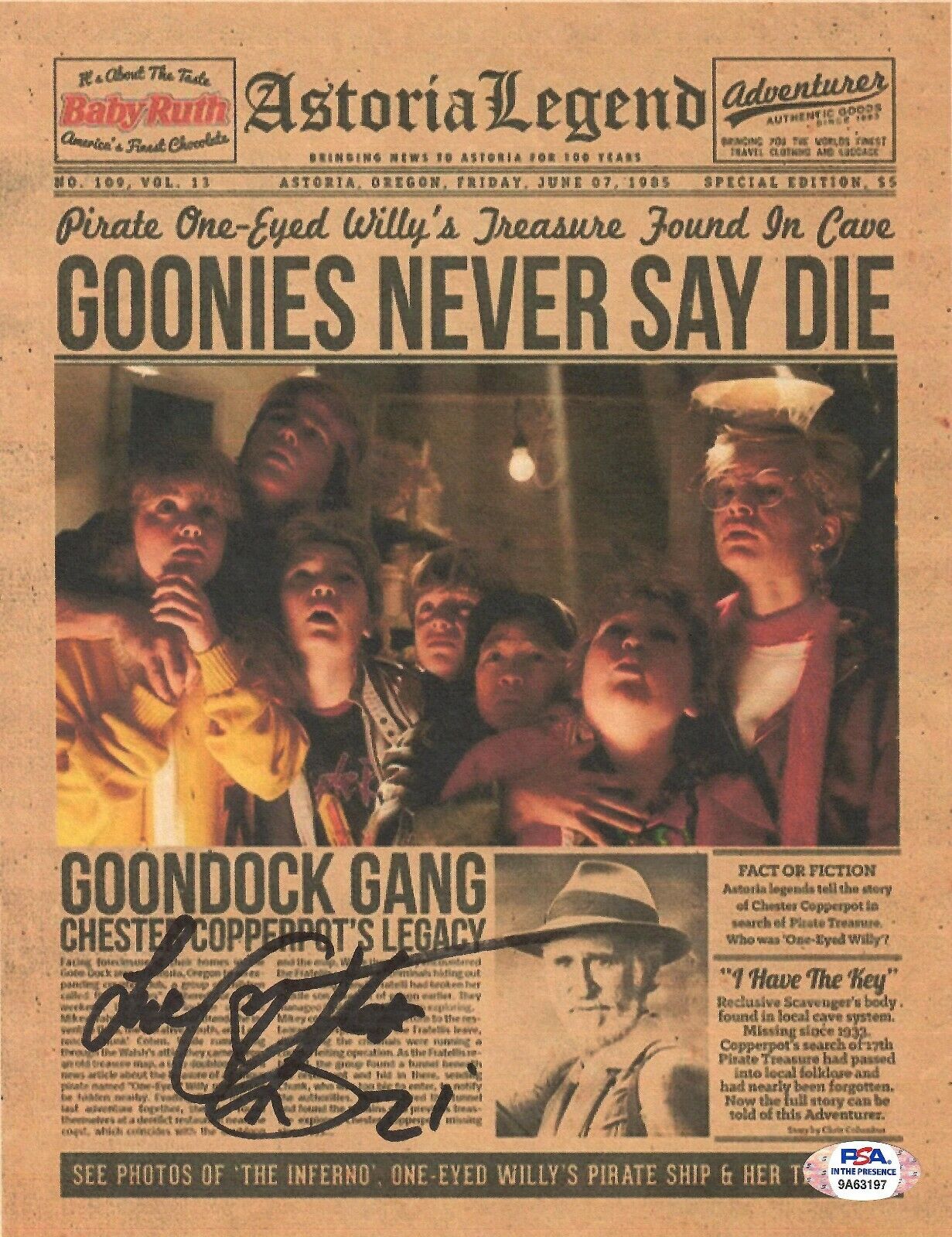 Corey Feldman autographed signed 8x10 movie newspaper The Goonies PSA COA Mouth