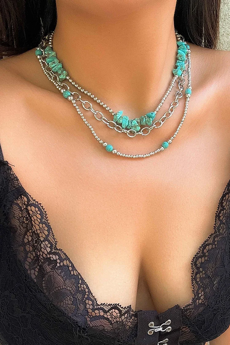 Retro Pattern Turquoise Set Necklace